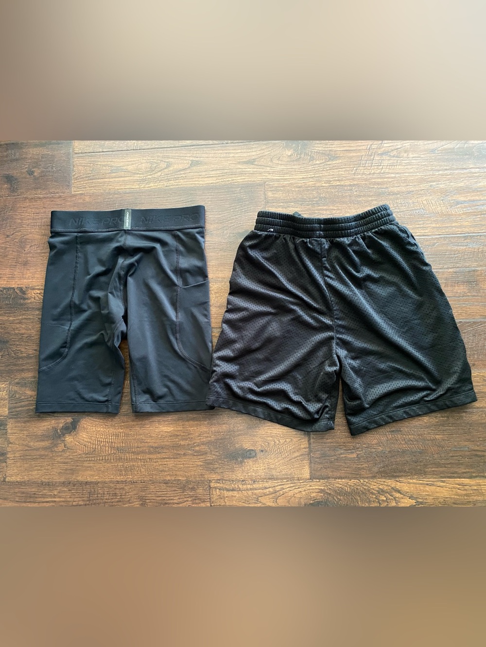Nike Black Athletic Compression and Mesh Shorts Duo — Boys (Washed Never Worn)